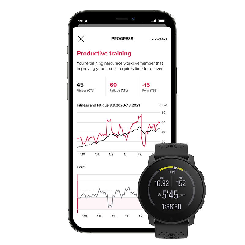 Suunto 9 Peak training load view on Suunto App